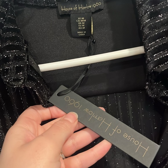 NWT House of Harlow Shimmer Velvet Button Down Shirt - Picture 3 of 5